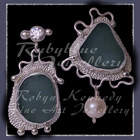 Sterling Silver, Great Lakes Beach Glass, Cubic Zirconia and Pearl Earrings Image