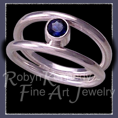 Sterling Silver and Genuine Blue Sapphire 'Iris' Ring Image